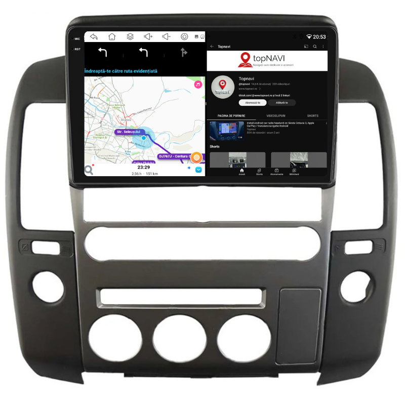Navigatie Nissan Navara (2004-2014), Ecran 9 inch, Carplay / Android auto, Youtube, Waze
