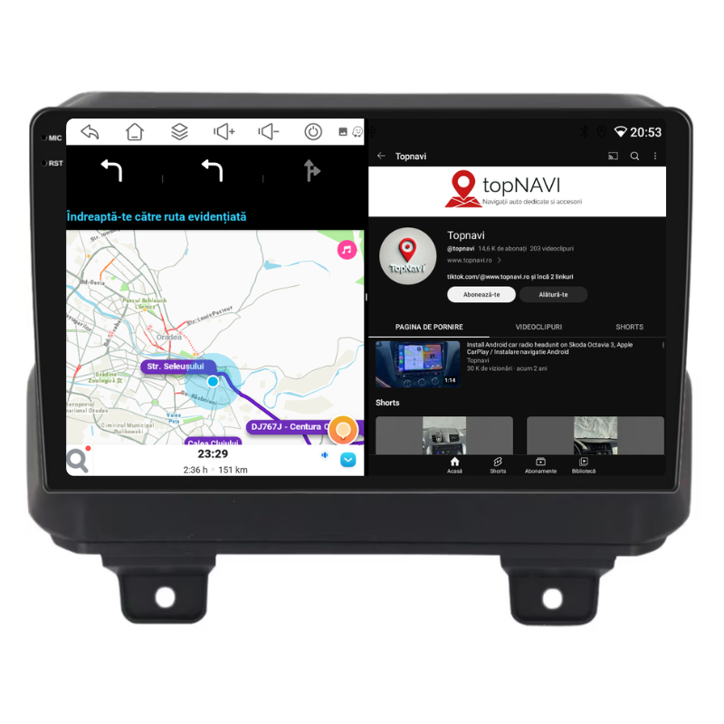 Navigatie Jeep Wrangler Rubicon (2018+), Ecran 9 inch, Carplay / Android auto, Youtube, Waze