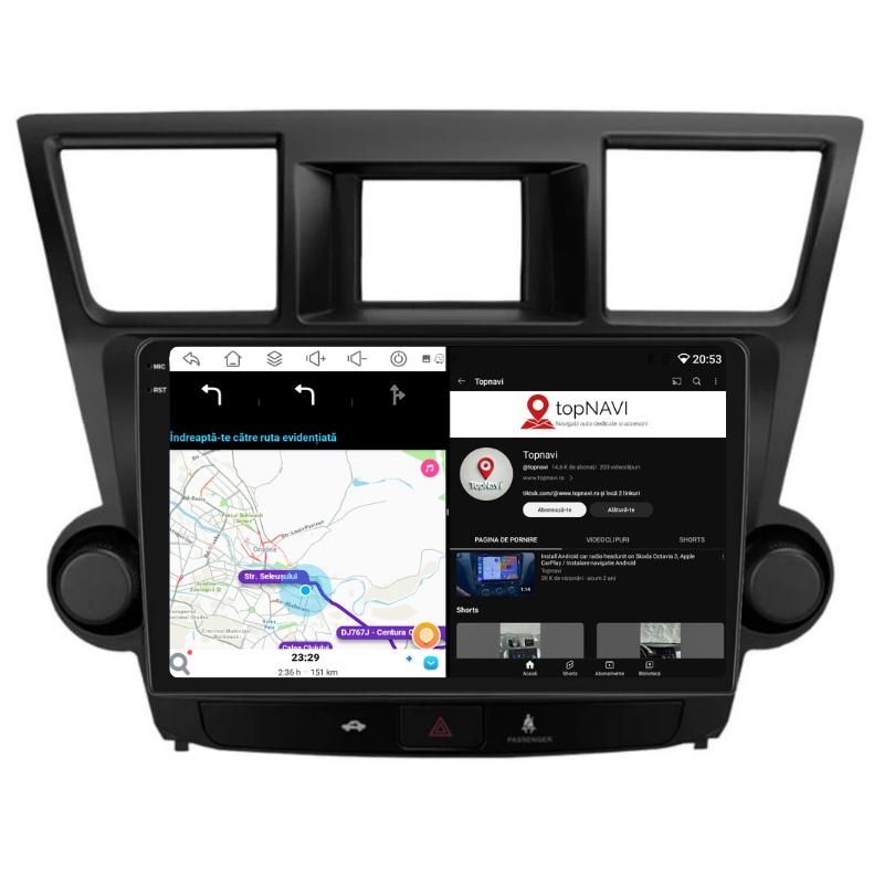 Navigatie Toyota Highlander (2008-2014), Ecran 10 inch, Carplay / Android auto, Youtube, Waze