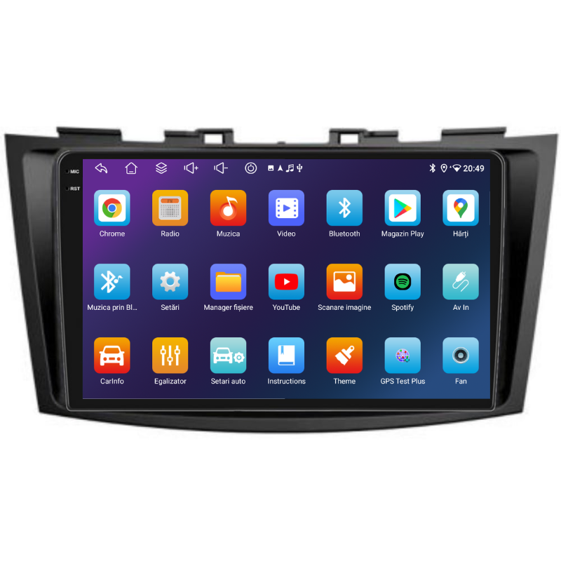 Navigatie Suzuki Swift (2010-2017), Ecran 9 inch, Carplay / Android auto, Youtube, Waze