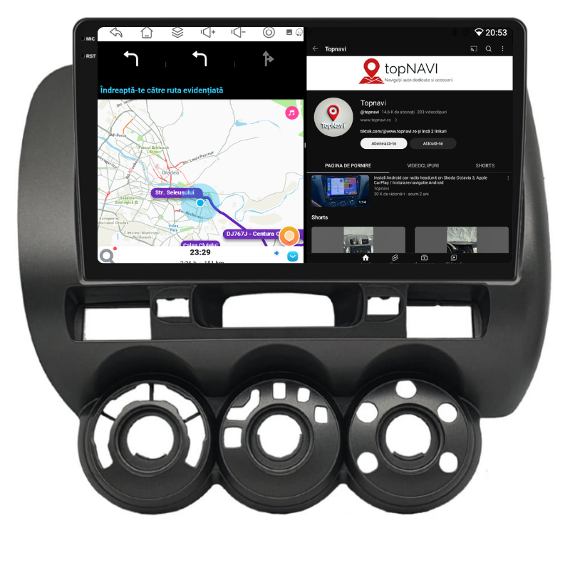 Navigatie Honda Jazz / Fizz (2002-2008), Ecran 9 inch, Carplay / Android auto, Youtube, Waze