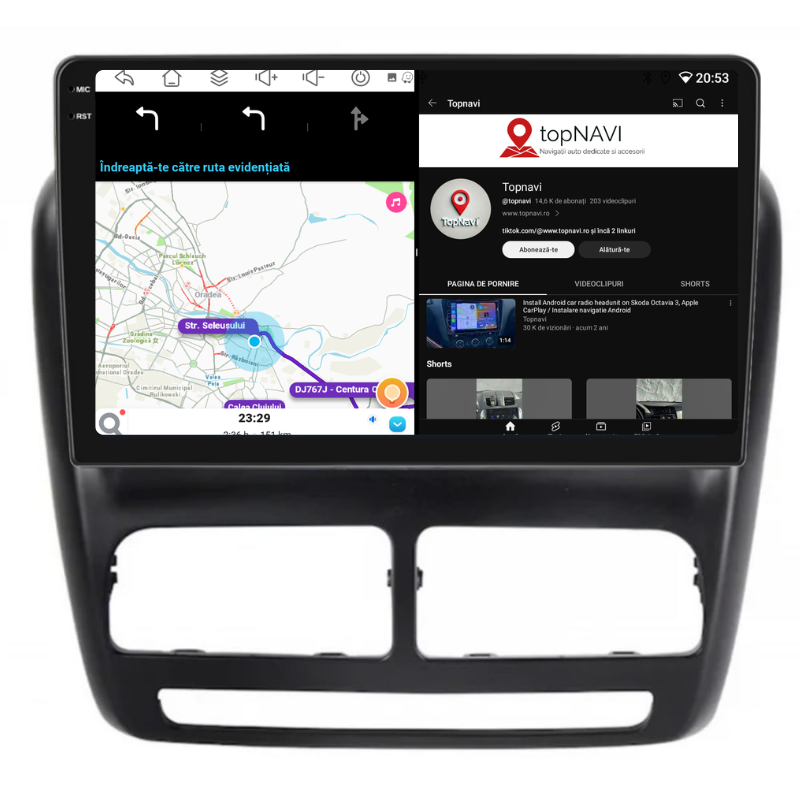 Navigatie Fiat Doblo (2010-2015), Ecran 9 inch, Carplay / Android auto, Youtube, Waze