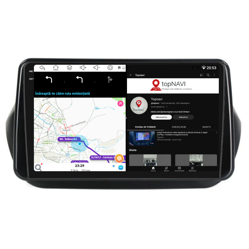 Navigatie Fiat Qubo (2008-2021), Ecran 10 inch, Carplay / Android auto, Youtube, Waze