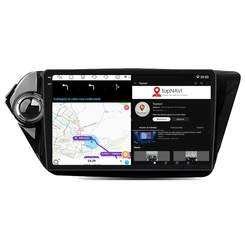 Navigatie Kia RIO K2 (2012-2017), Ecran 9 inch, Carplay / Android Auto, Youtube, Waze