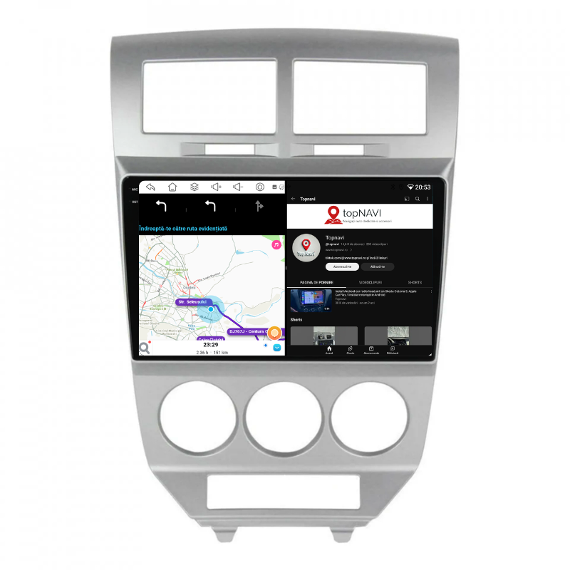 Navigatie Dodge Caliber (2006-2010), Ecran 9 inch, Carplay / Android auto, Youtube, Waze
