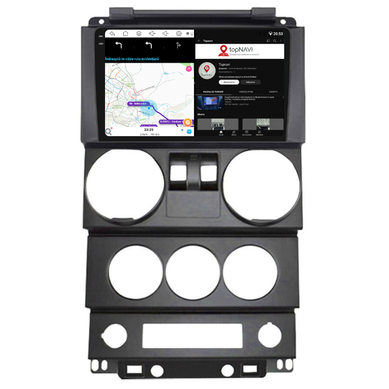 Navigatie Jepp Wrangler Rubicon (2008-2010) 2 usi, Ecran 9 inch, Carplay / Android auto, Youtube, Waze