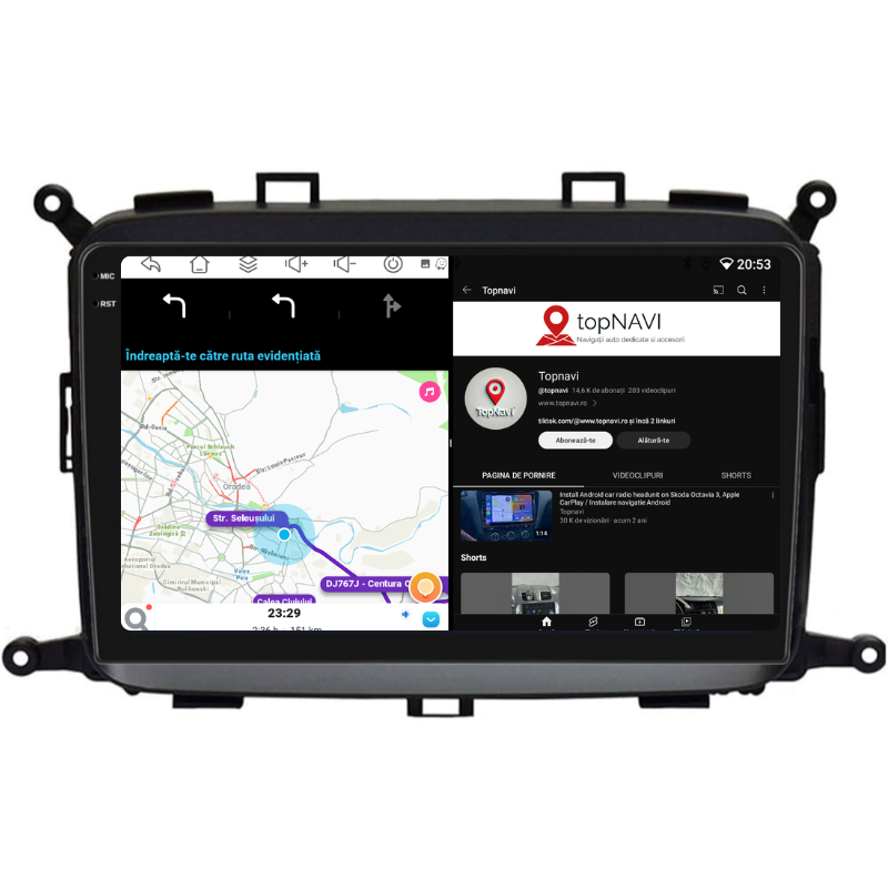 Navigatie Kia Carens (2012-2018), Ecran 9 inch, Carplay / Android Auto, Youtube, Waze