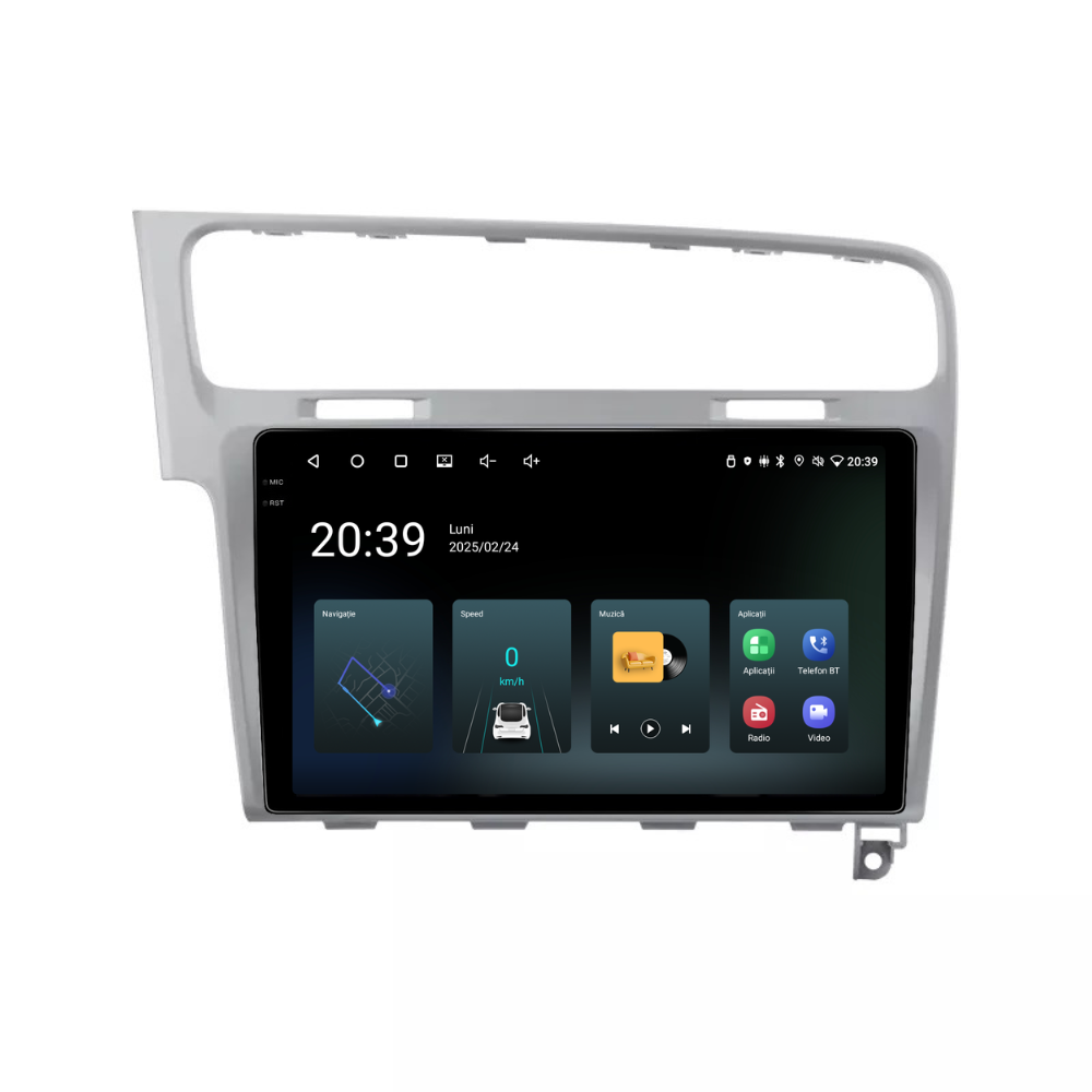 Navigatie Volkswagen Golf 7, Android, Ecran 10", Carplay / Android auto, argintiu