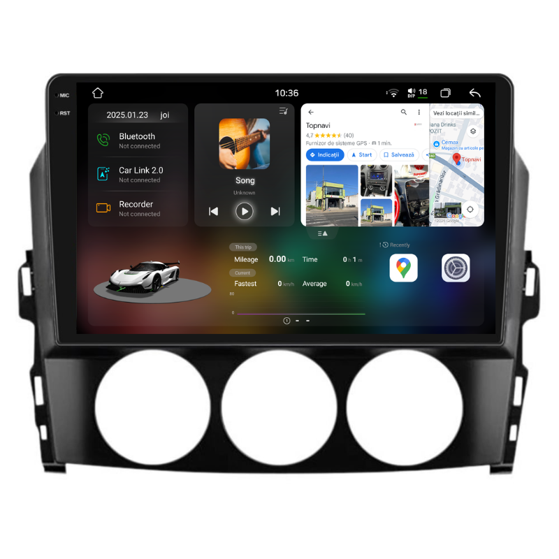 Navigatie Mazda MX-5 (2005-2015), Ecran 9 inch, Carplay / Android auto, Youtube, Waze