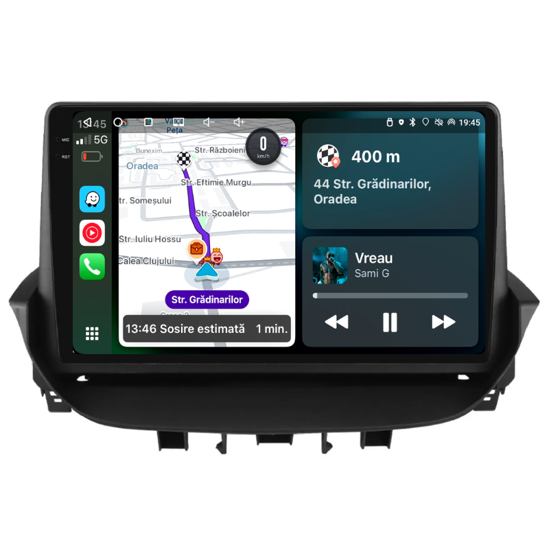 Navigatie Renault Laguna (2001-2007), Ecran 9 inch, Carplay / Android auto, Youtube, Waze