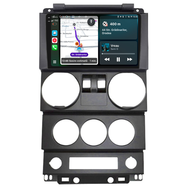 Navigatie Jepp Wrangler Rubicon (2008-2010) 2 usi, Ecran 9 inch, Carplay / Android auto, Youtube, Waze