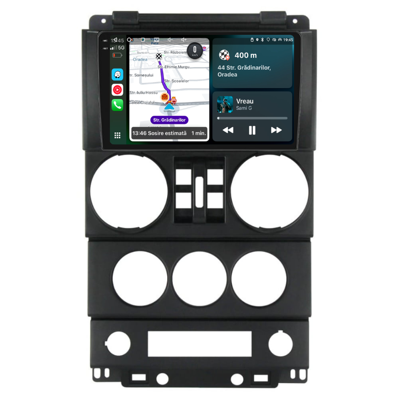 Navigatie Jeep Wrangler Rubicon (2008-2010) 4 usi, Ecran 9 inch, Carplay / Android auto, Youtube, Waze