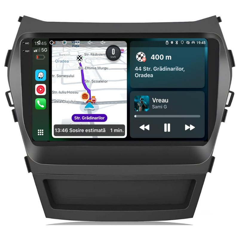 Navigatie Hyundai Santa Fe IX45 (2010-2018), Ecran 9 inch, Carplay / Android auto, Youtube, Waze