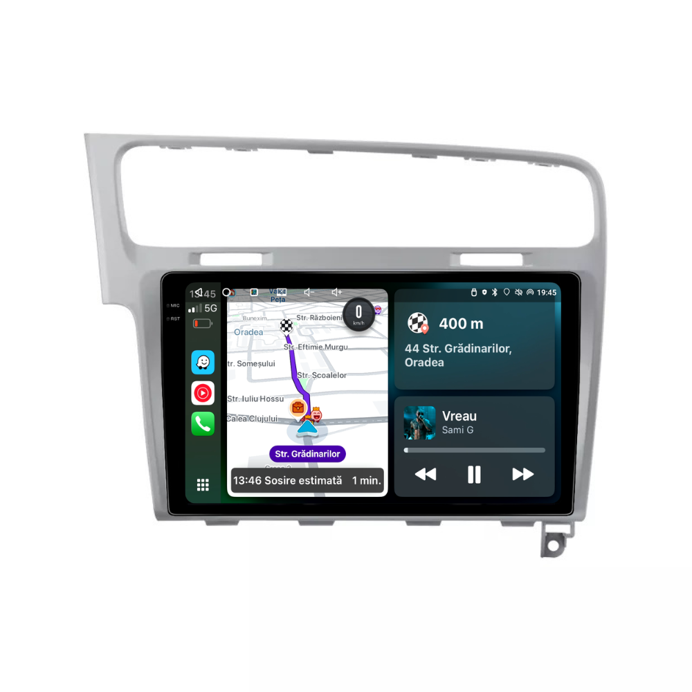 Navigatie Volkswagen Golf 7, Android, Ecran 10", Carplay / Android auto, argintiu