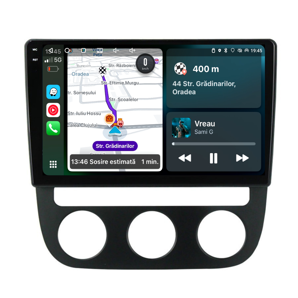 Navigatie Volkswagen Golf 5 (2004-2009), Android, Ecran 10", Carplay / Android auto, Clima Auto