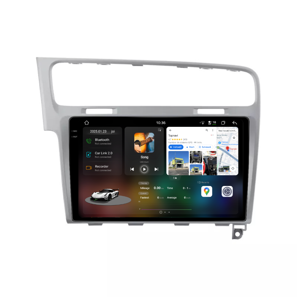 Navigatie Volkswagen Golf 7, Android, Ecran 10", Carplay / Android auto, argintiu