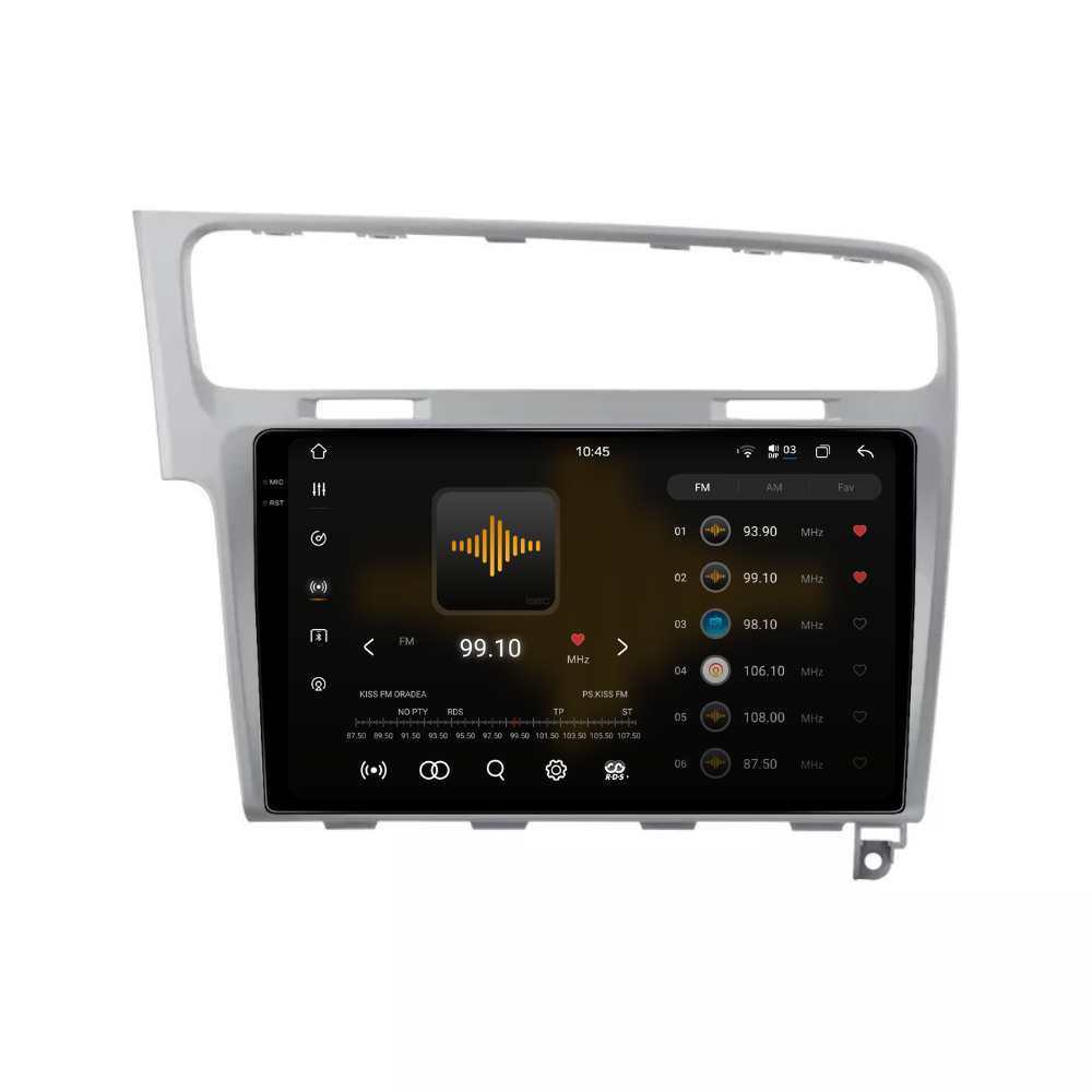 Navigatie Volkswagen Golf 7, Android, Ecran 10", Carplay / Android auto, argintiu