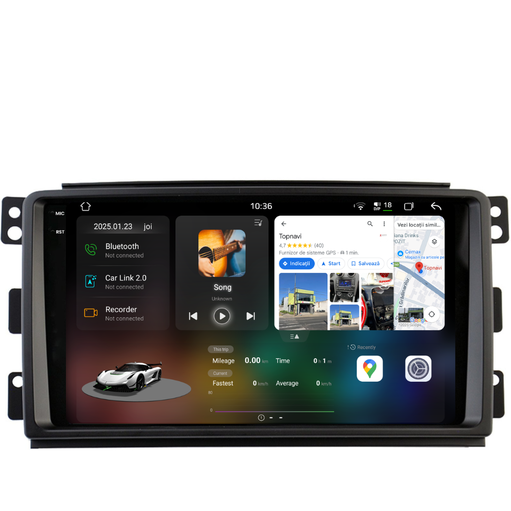 Navigatie Smart For Two / For Four (2005-2010), Android, Ecran 9", Carplay / Android auto
