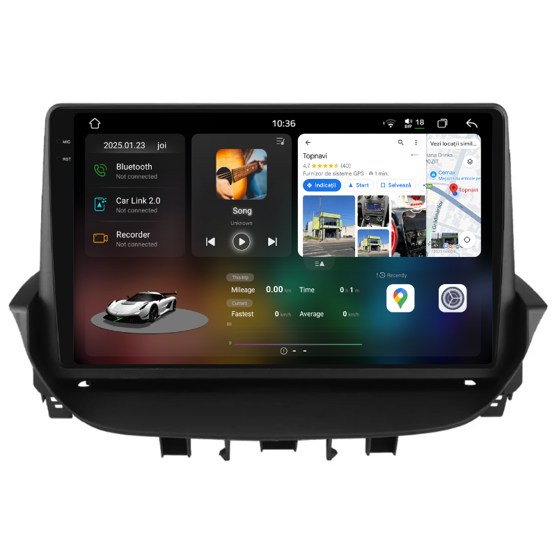 Navigatie Renault Laguna (2001-2007), Ecran 9 inch, Carplay / Android auto, Youtube, Waze