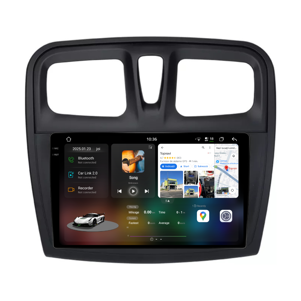 Navigatie Dacia Logan / Sandero 2 (2012-2019) Android, Ecran 9", Carplay / Android auto, model prestige