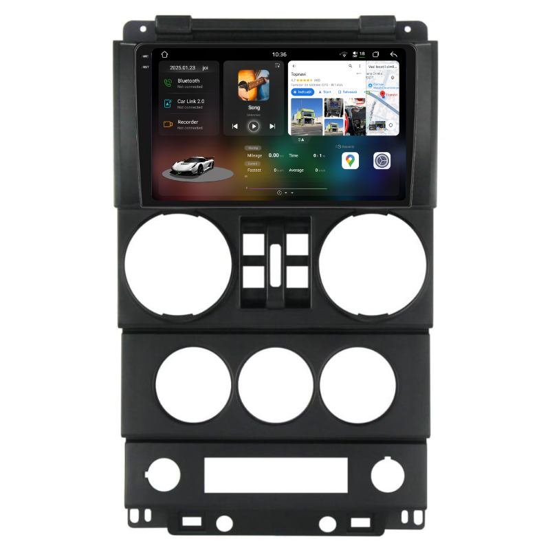 Navigatie Jeep Wrangler Rubicon (2008-2010) 4 usi, Ecran 9 inch, Carplay / Android auto, Youtube, Waze