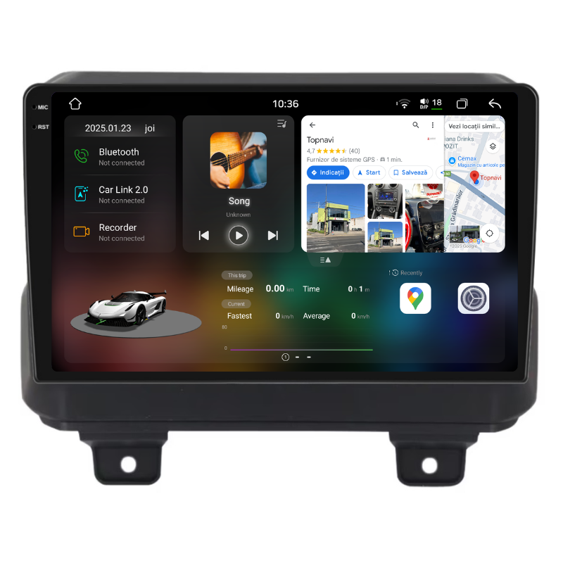 Navigatie Jeep Wrangler Rubicon (2018+), Ecran 9 inch, Carplay / Android auto, Youtube, Waze