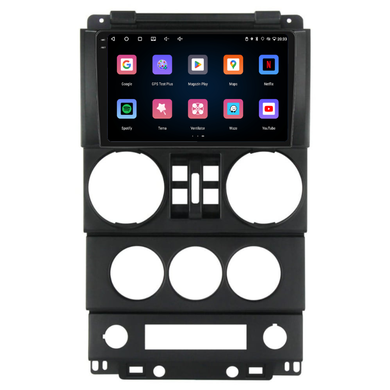 Navigatie Jeep Wrangler Rubicon (2008-2010) 4 usi, Ecran 9 inch, Carplay / Android auto, Youtube, Waze