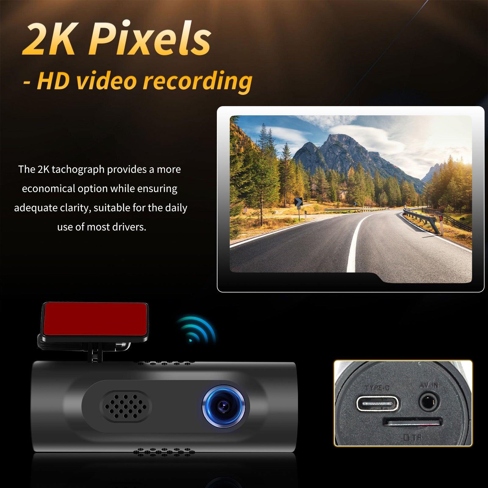 Camera dvr auto, inregistrare trafic 2K, WiFi