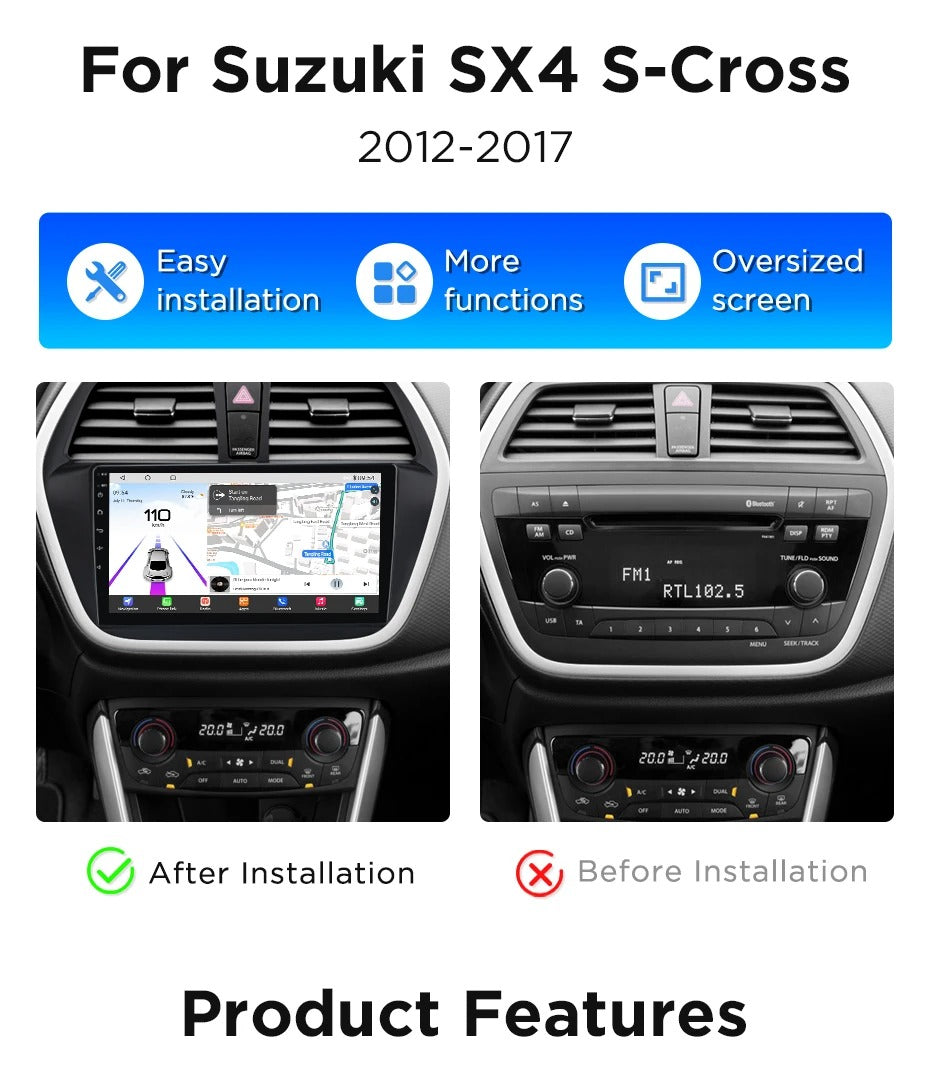 Navigatie Suzuki Sx4 Cross (2012-2017), Android, Ecran 9", Carplay / Android auto