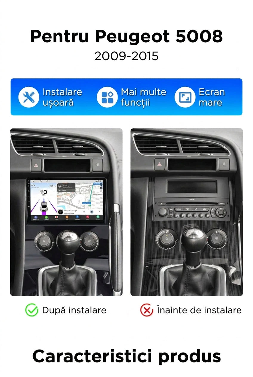 Navigatie Peugeot 3008 (2009-2015), Ecran 9", Carplay / Android Auto