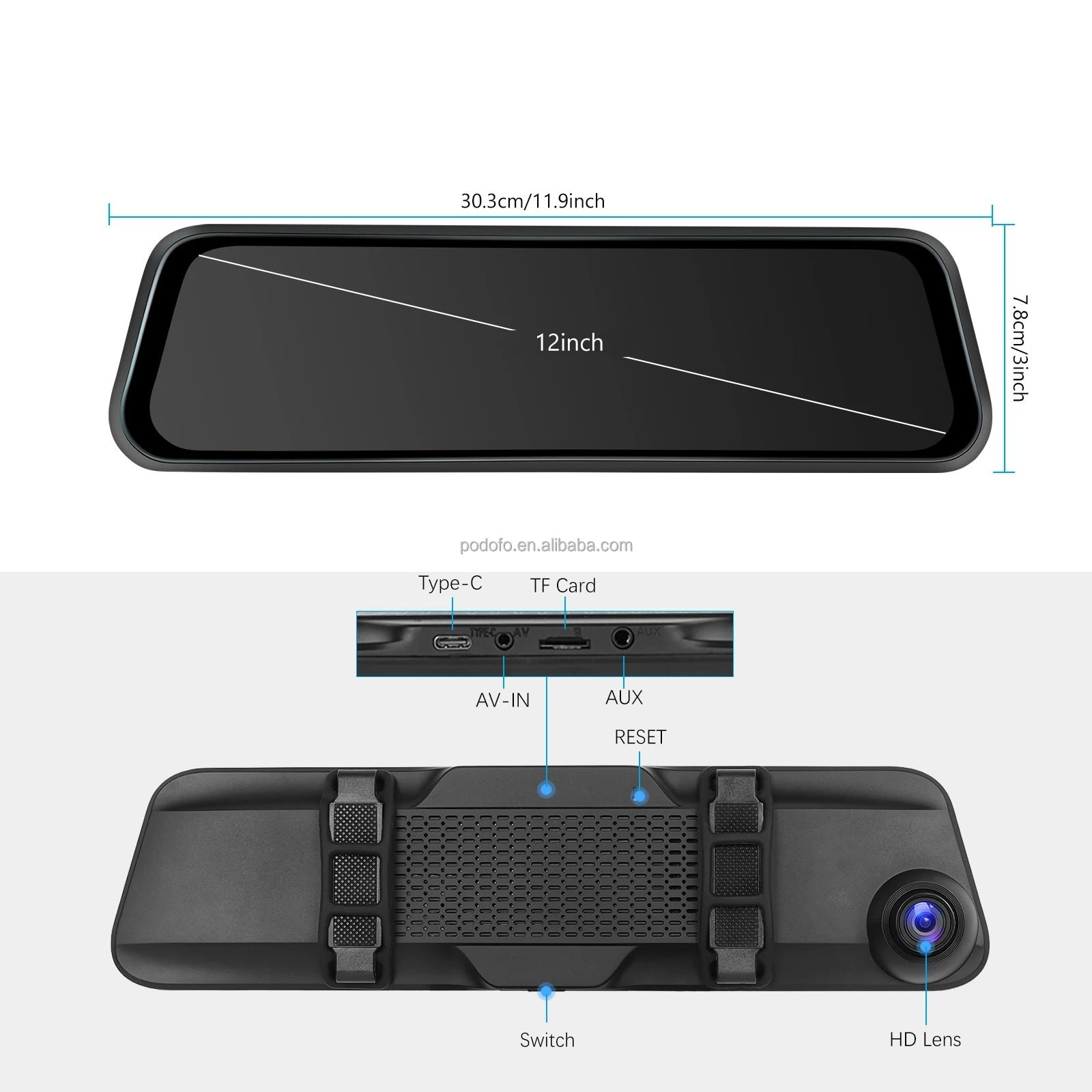 Camera auto DVR in oglinda, functie carplay, 4K