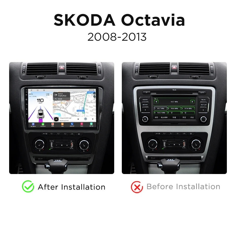 Navigatie Skoda Octavia 2 (2008-2013), Android, Ecran 10', Carplay / Android auto