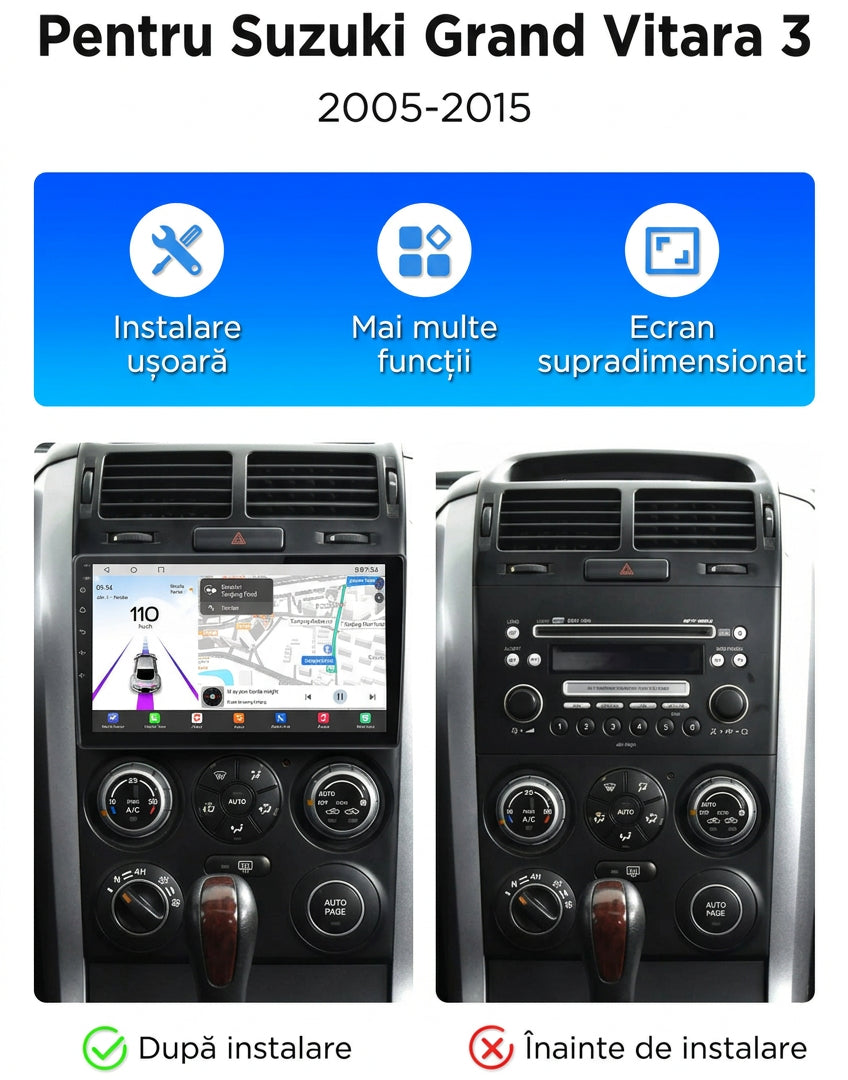 Navigatie Suzuki Grand Vitara (2005-2015), Android, Ecran 9", Carplay / Android auto