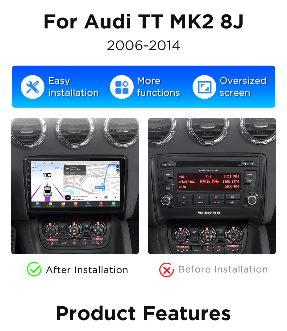 Navigatie Audi TT (2006-2014) Android, 9", Carplay / Android Auto