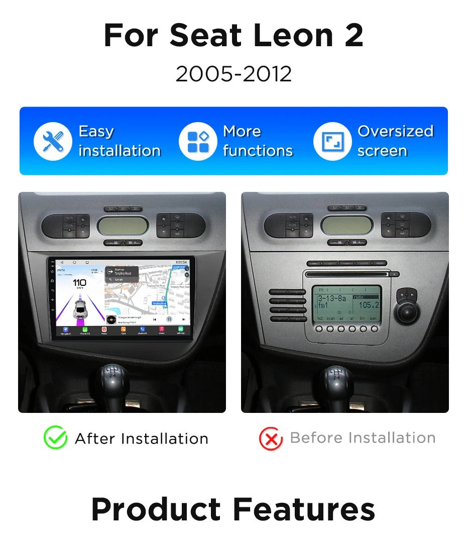 Navigatie Seat Leon (2005-2012), Android, Ecran 9", Carplay / Android auto