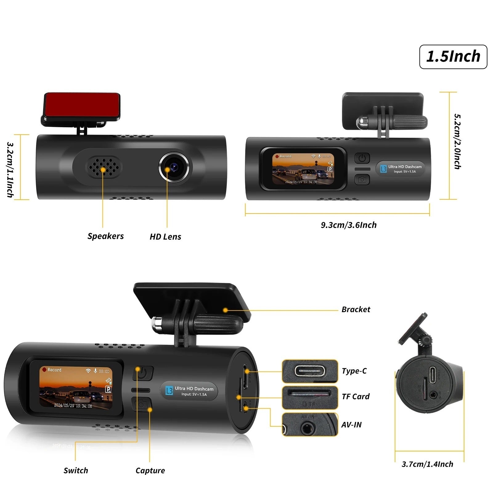 Camera dvr auto, inregistrare trafic 2K, WiFi