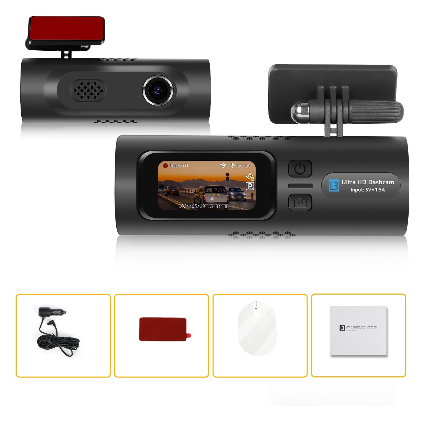 Camera dvr auto, inregistrare trafic 2K, WiFi