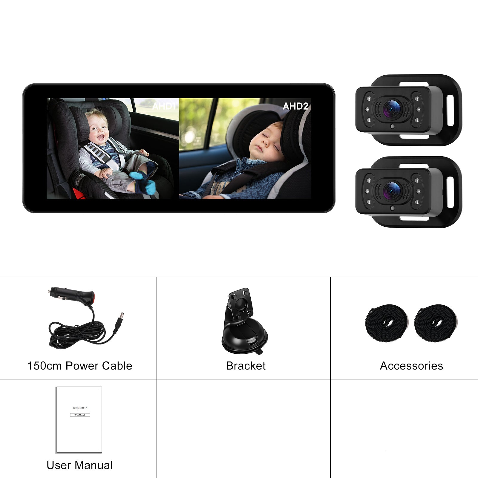 Kit monitor auto copii + camera supraveghere