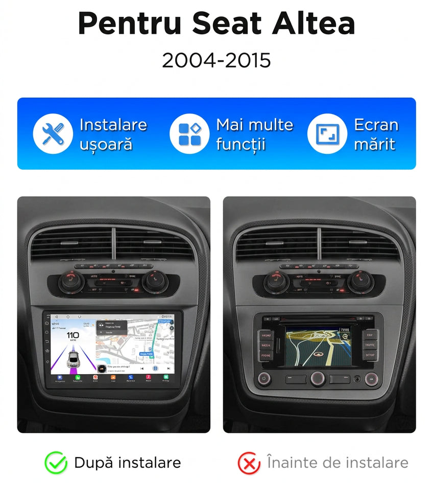 Navigatie Seat Altea (2004-2015), Android, Ecran 9", Carplay / Android auto