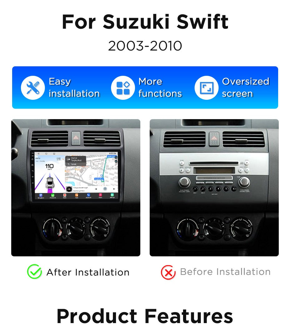 Navigatie Suzuki Swift (2003-2010), Android, Ecran 10", Carplay / Android auto