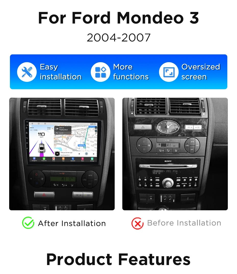 Navigatie Ford Mondeo 3 (2004-2007), Android, Ecran 9", Carplay / Android auto