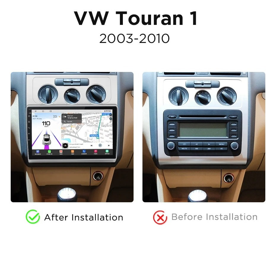 Navigatie Volkswagen Touran (2003-2010), Android, Ecran 10", Carplay / Android auto, Clima AC