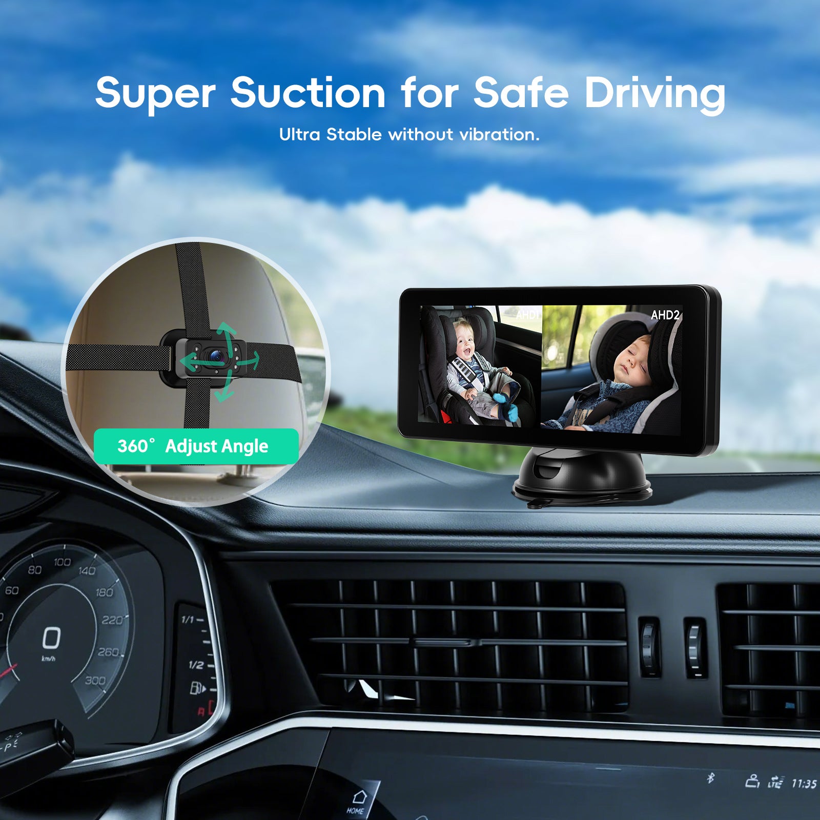 Kit monitor auto copii + camera supraveghere