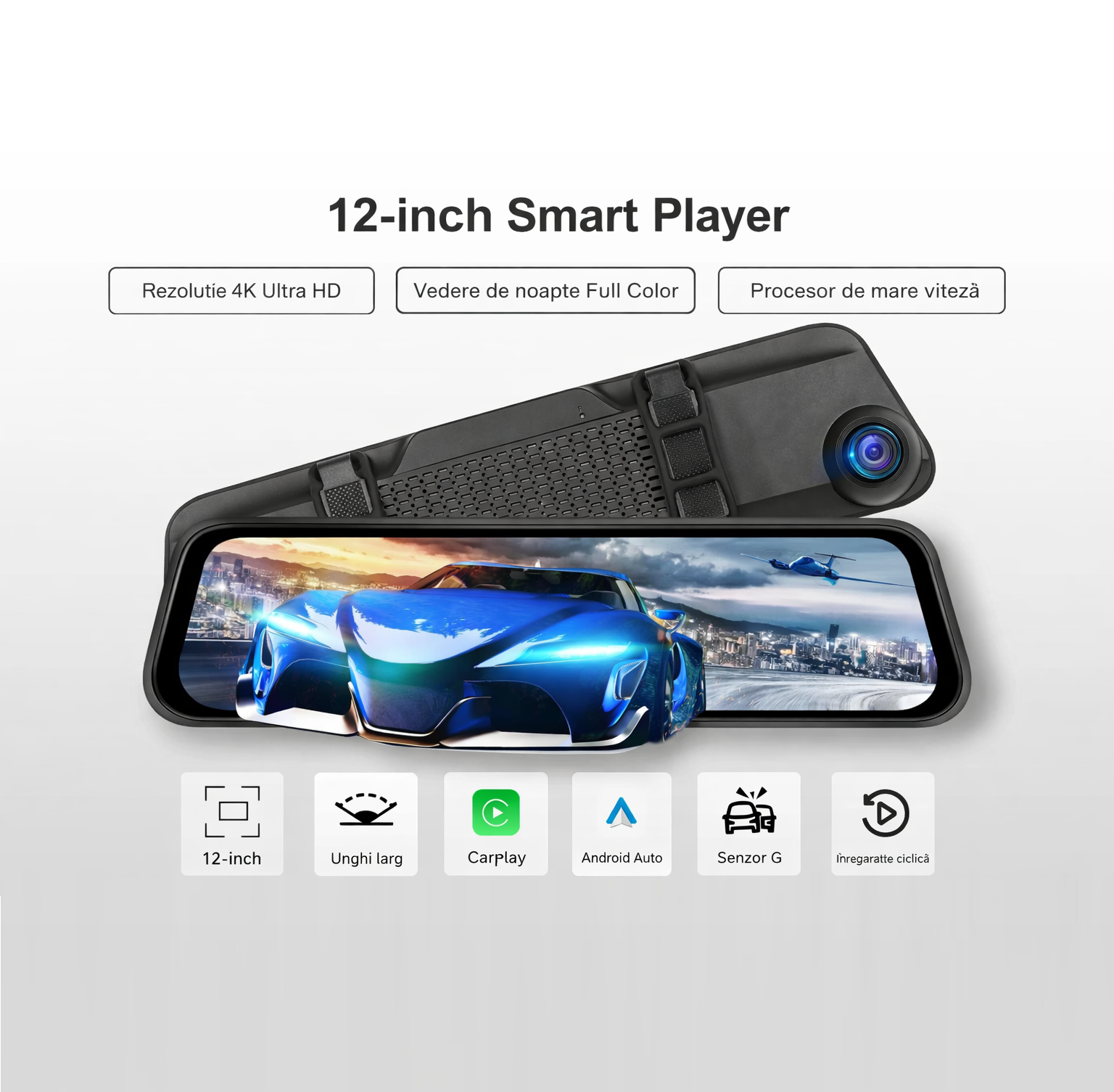 Camera auto DVR in oglinda, functie carplay, 4K