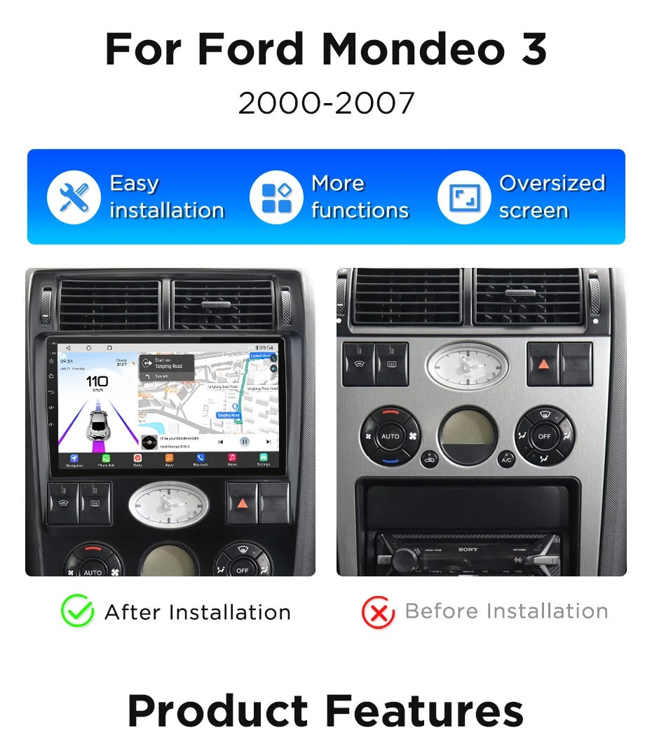 Navigatie Ford Mondeo (2000-2003), Android, Ecran 9", Carplay / Android auto
