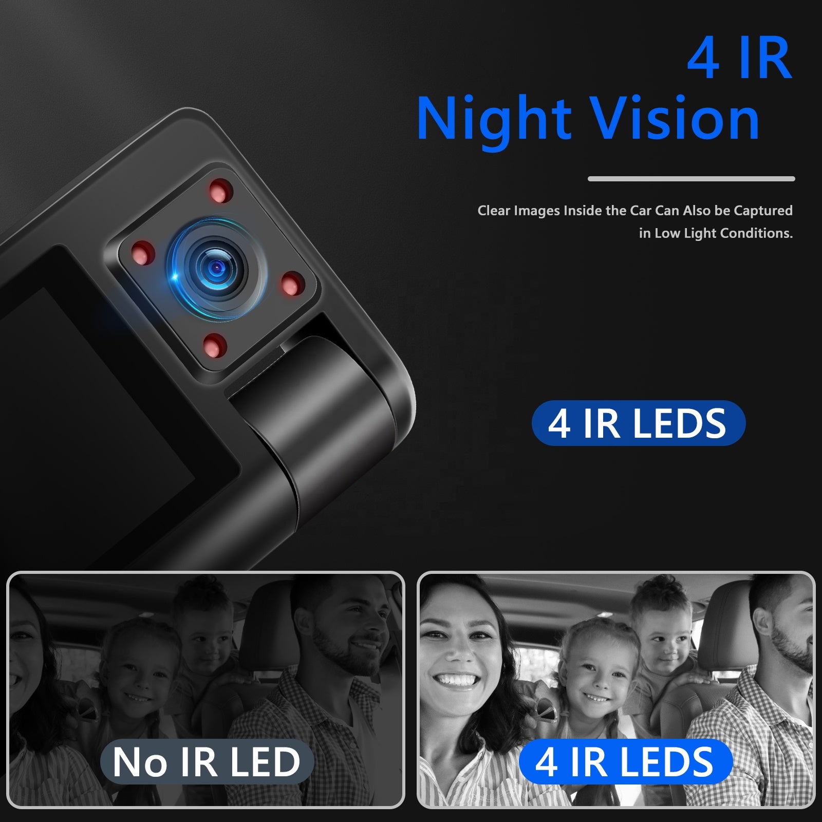 Camera dvr WIFI auto tripla, fata / interior / spate, 1080p