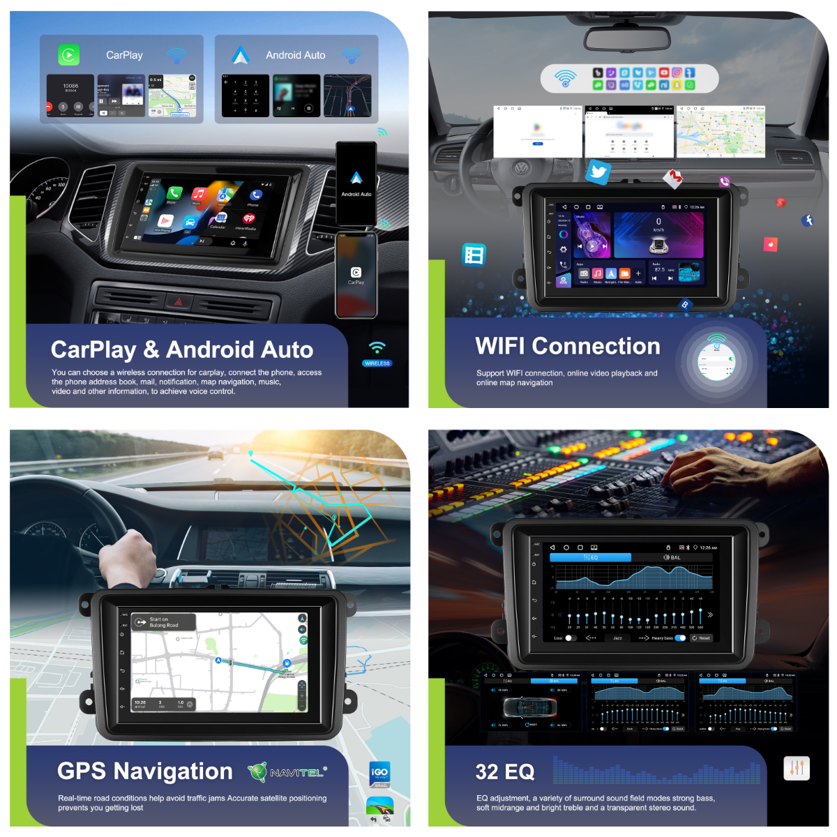 Navigatie Volkswagen, Skoda, Seat, Ecran 7 inch, 4GB RAM 64GB, 4-core