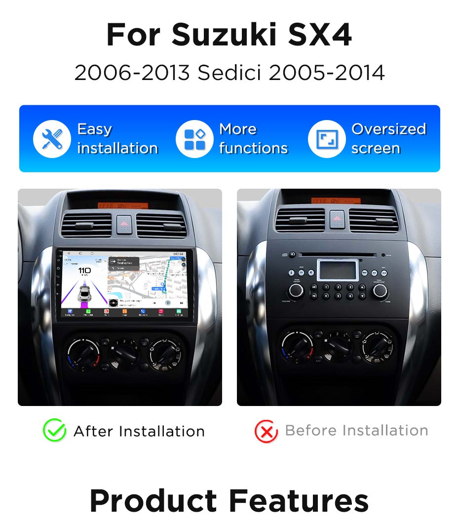 Navigatie Suzuki Sx4 (2006-2014), Android, Ecran 9", Carplay / Android auto
