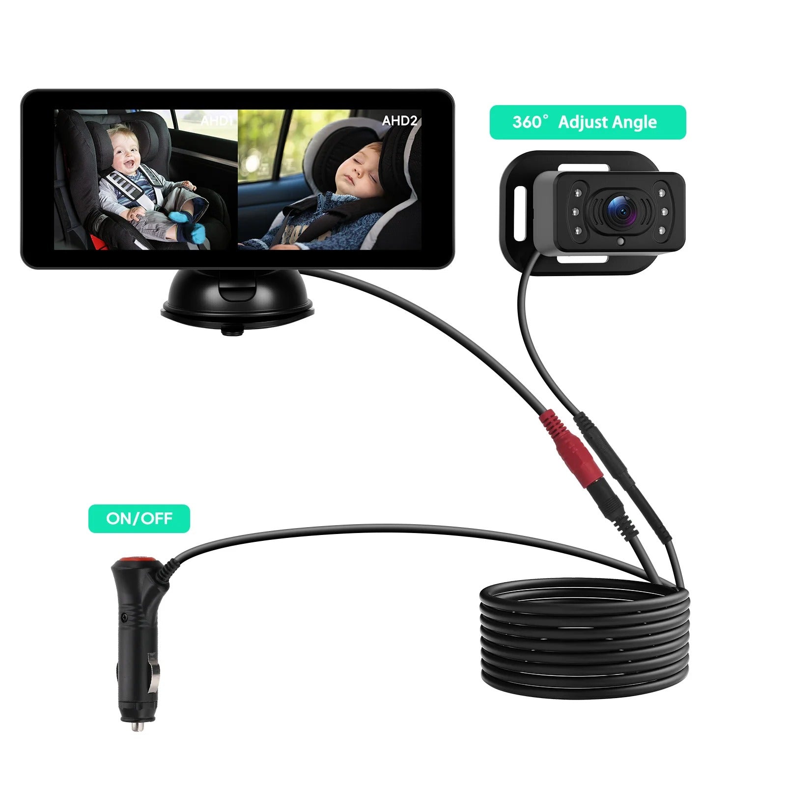 Kit monitor auto copii + camera supraveghere