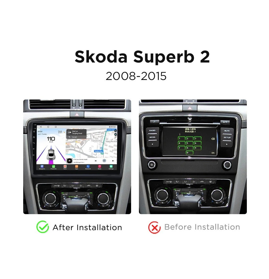 Navigatie Skoda Superb 2 (2008-2015), Android, Ecran 10", Carplay / Android auto